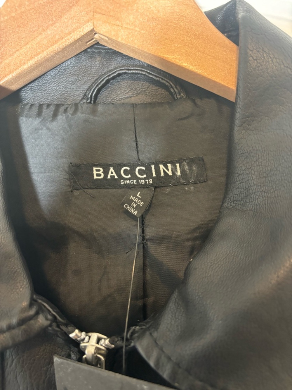 Baccini Black Faux Leather & Stretch Panel Zip-Front Jacket - Picture 3 of 3